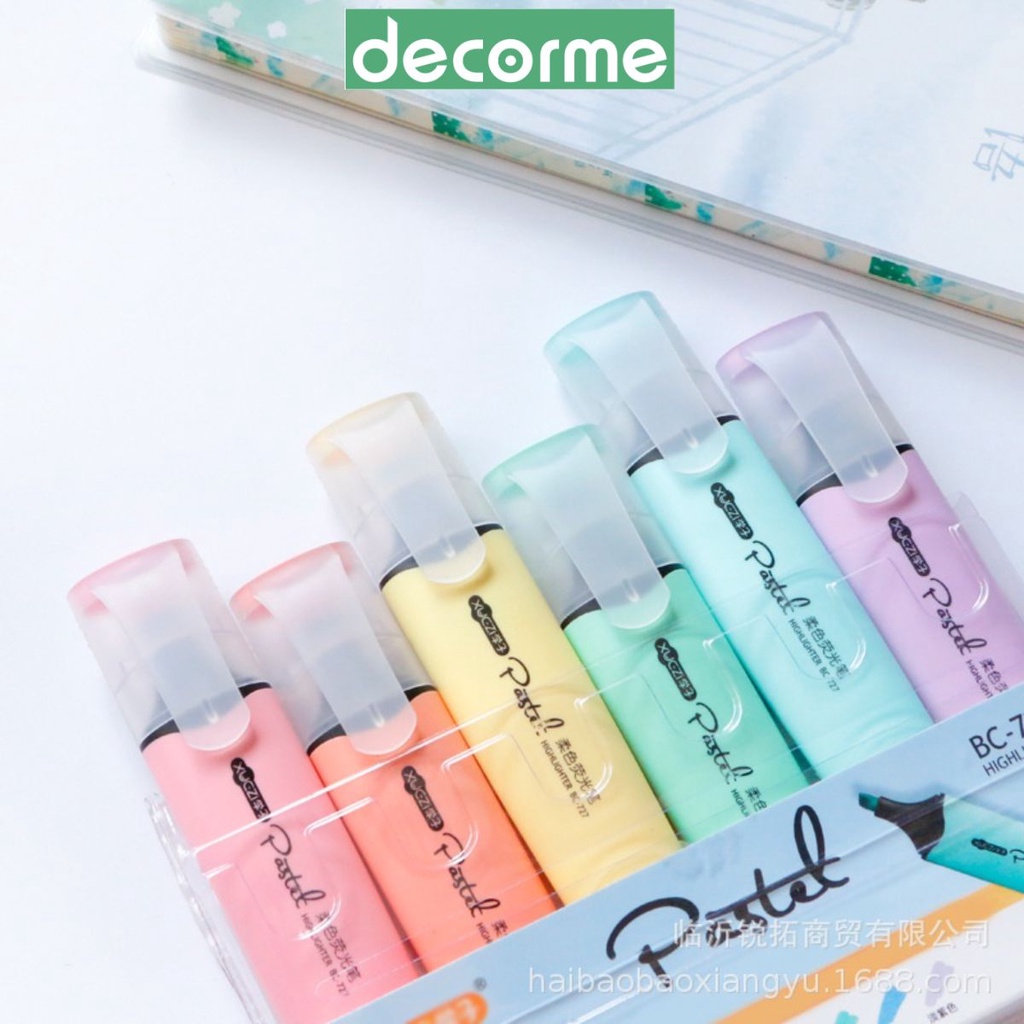 Set 6 bút highlight lớn pastel BC727 DecorMe