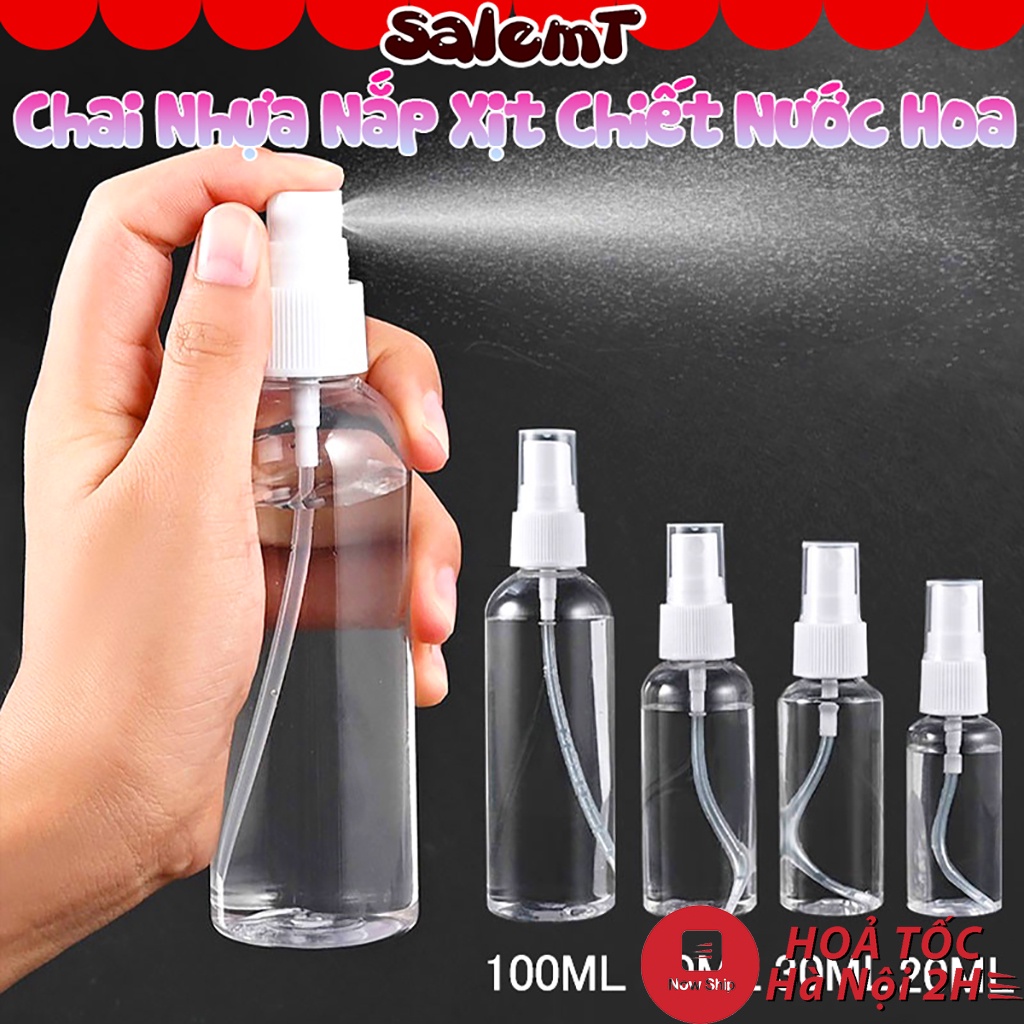 Chai Chiết Mỹ Phẩm Nước Hoa Có Nắp Xịt,Chất Liệu Nhựa Cao Cấp, Trong Suốt, Cứng Có Độ Bền Cao, An Toàn Với Người Sử Dụng