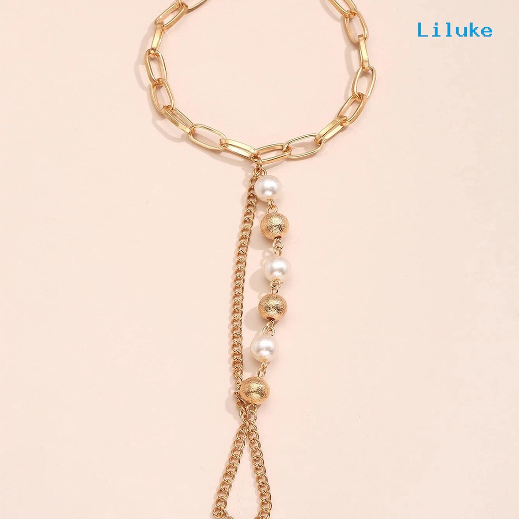 Bộ Vòng Tay Hạt Ngọc Trai Nhân Tạo Kết Nối Bằng Thép Không Gỉ