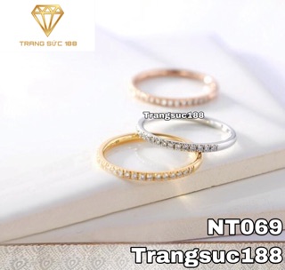Nhẫn titan ko đEn mỏng nữa hàng đá NT069