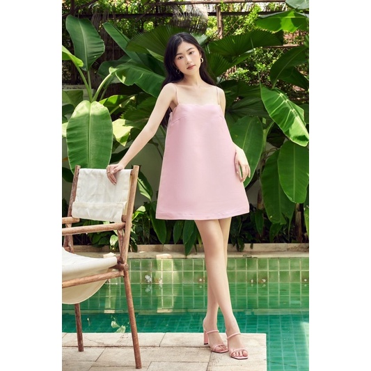 SELINA DRESS/ ĐẦM HAI DÂY LƯỢN SÓNG NGỰC CHẤT TAFTA