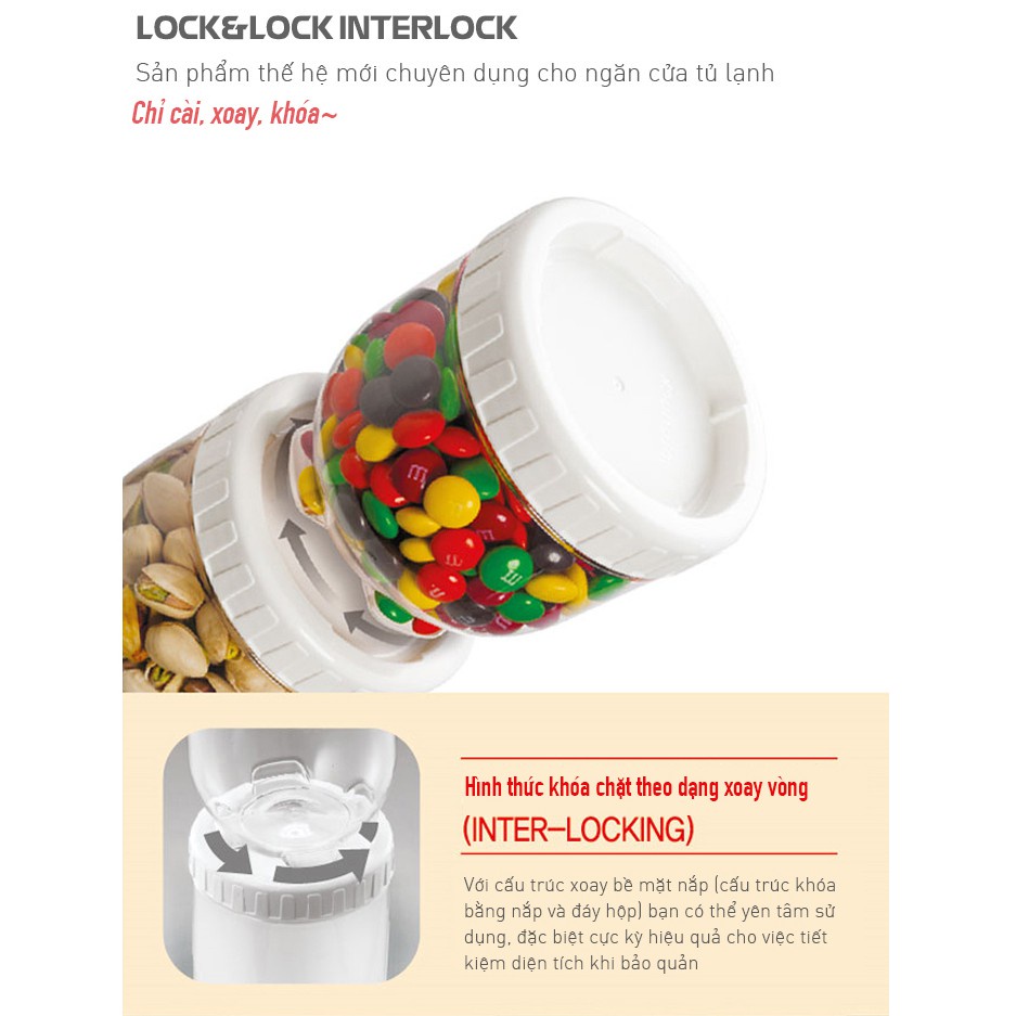 Bộ 9 hộp bảo quản Lock&Lock Interlock INL302S9 0.5L-1L-1.6L Nắp Trắng - BABYHOPSG