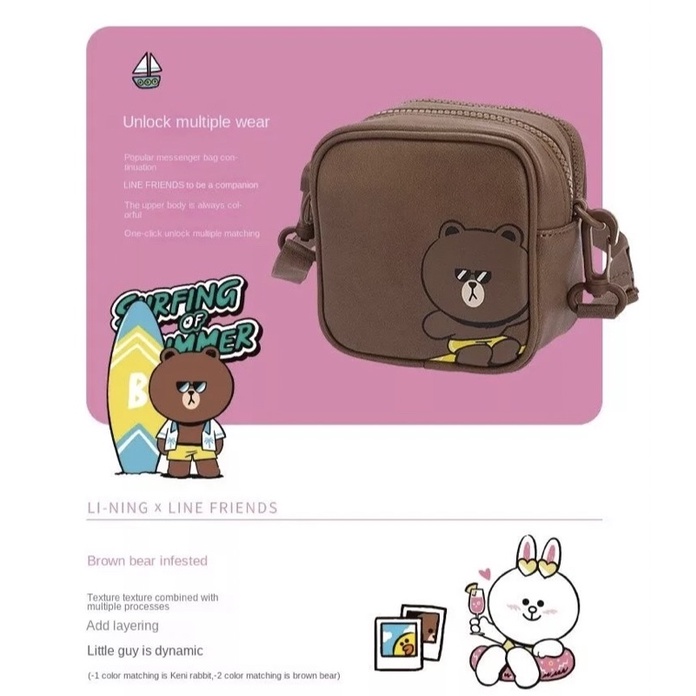 Túi đeo chéo siêu xinh chính hãng mẫu Gấu Thỏ Brown Cony Line