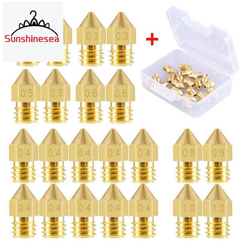 Bộ 22 Đầu Phun Mk8 0.2mm, 0.3mm, 0.4mm, 0.5mm, 0.6mm, 0.8mm, 1.0mm Cho Máy In 3d
