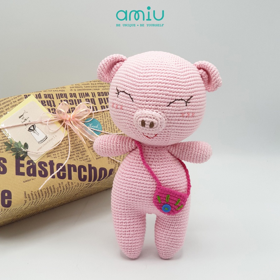 Gấu bông móc len Amigurumi cao cấp - Heo Piggie - SP000127
