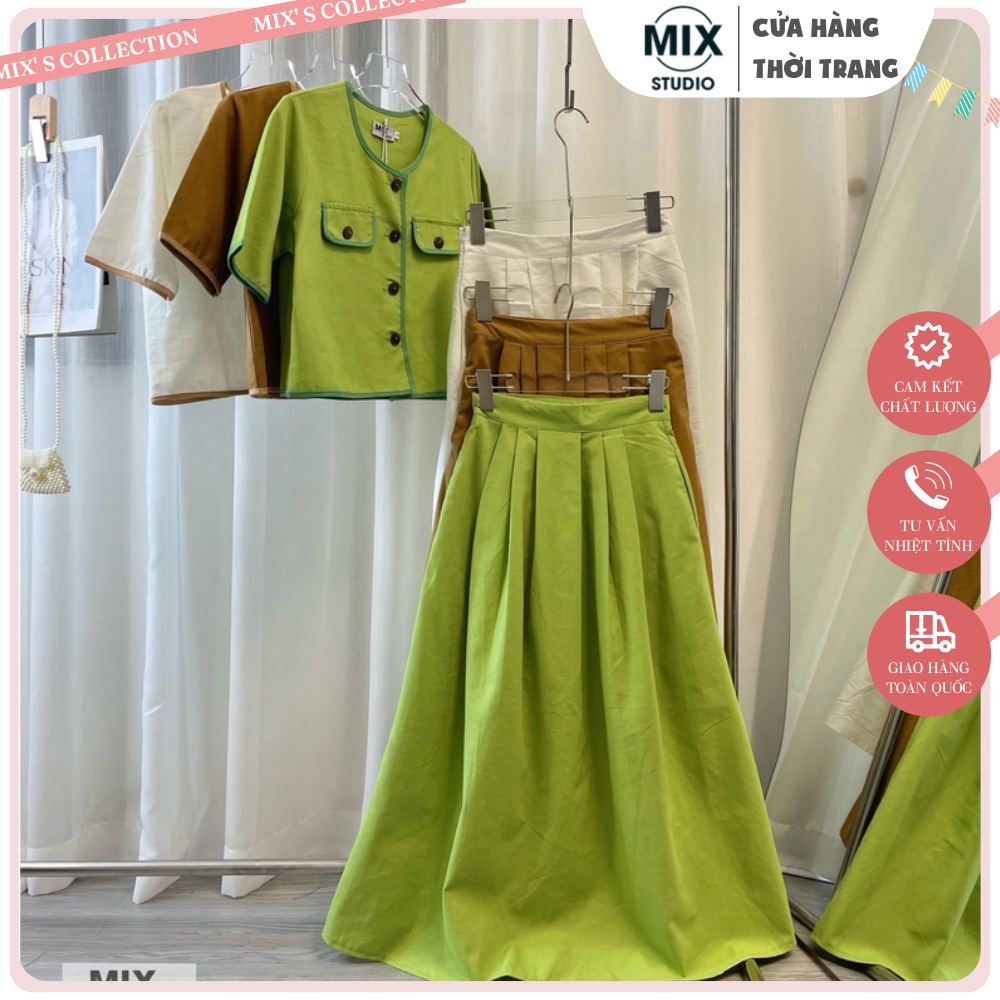 Set áo váy vintage ⚡ CỰC SANG ⚡ Set áo váy vintage Hàn Quốc phong cách nhẹ nhàng, điệu đà - MIX STUDIO