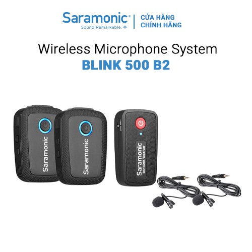 Bộ Mic thu âm không dây Saramonic Blink 500 B2 (2 Phát, 1 Thu) - Bảo hành 24 tháng chính hãng
