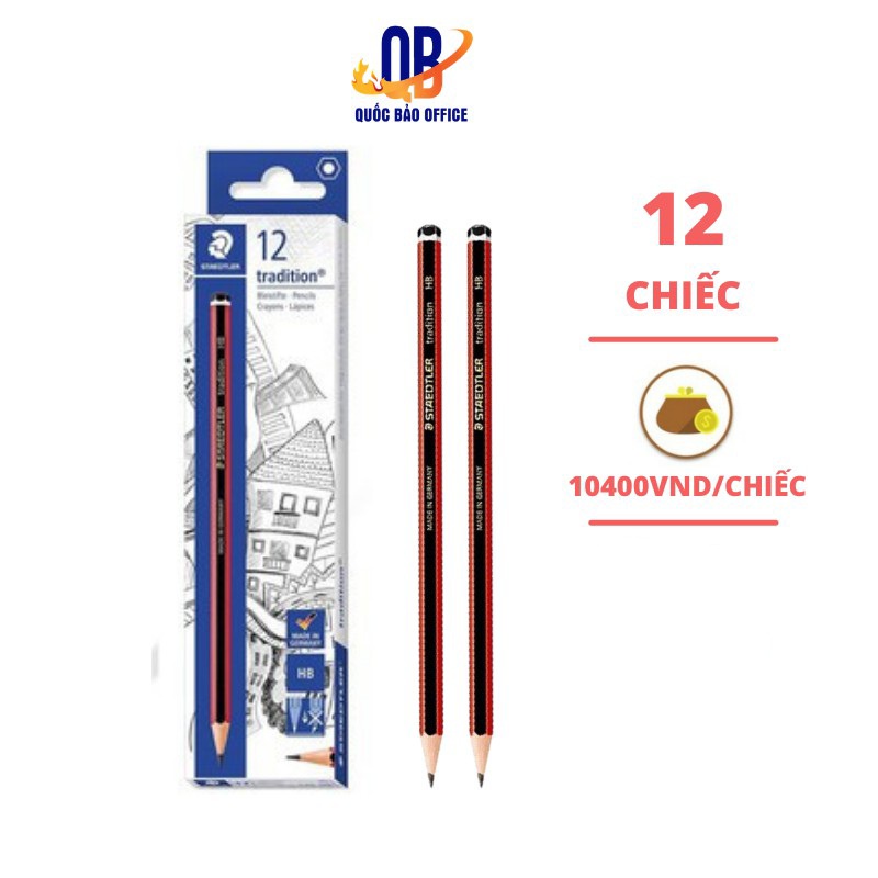 Bút chì Đức sọc đỏ đen Staedtler 2B hàng chính hãng 100% - 12 chiếc/ hộp