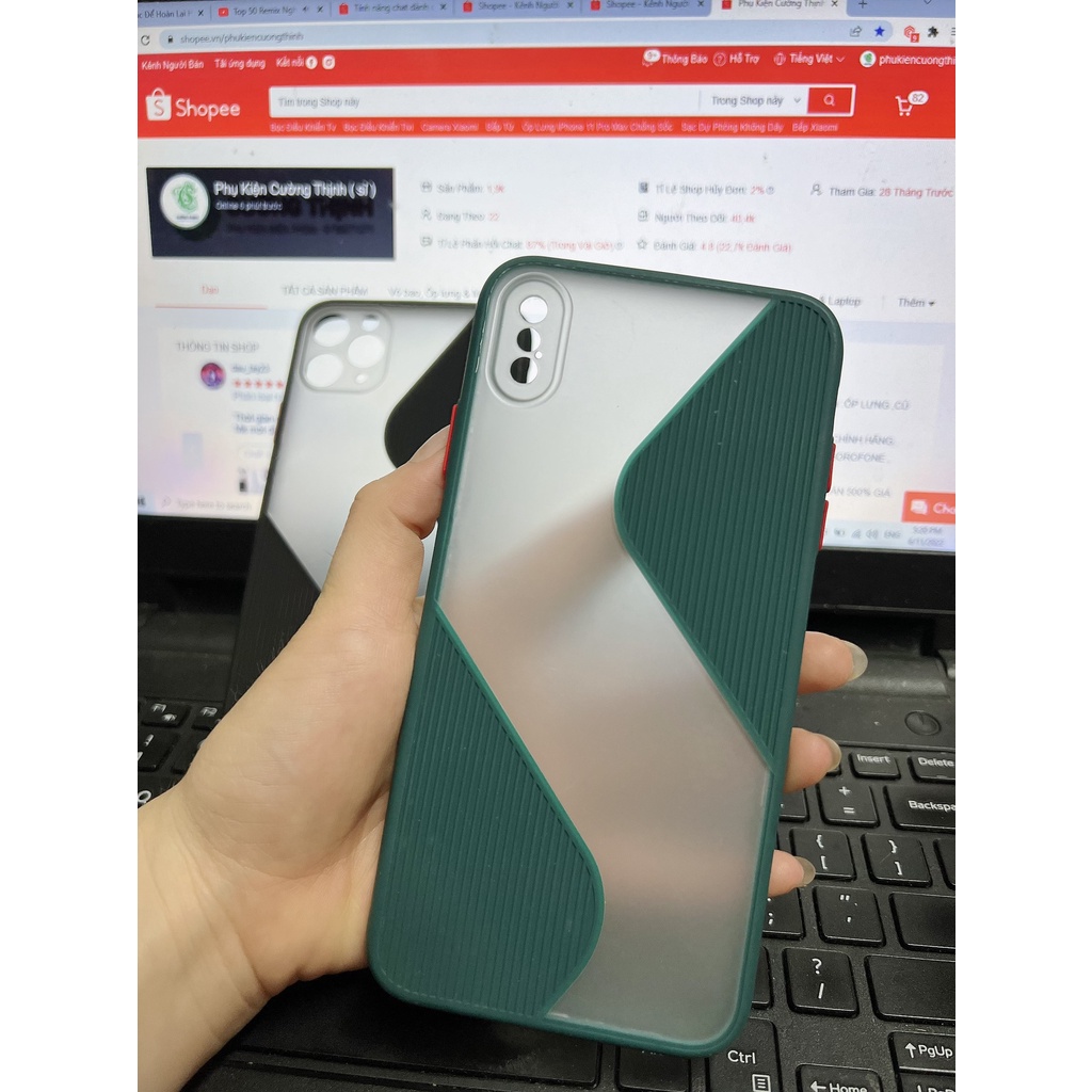 CHống bẩn / chống trượt  Ốp Lưng Iphone chống Sốc chữ S - lưng mờ 7 8 plus X XS XR XS 11 12 PRO MAX