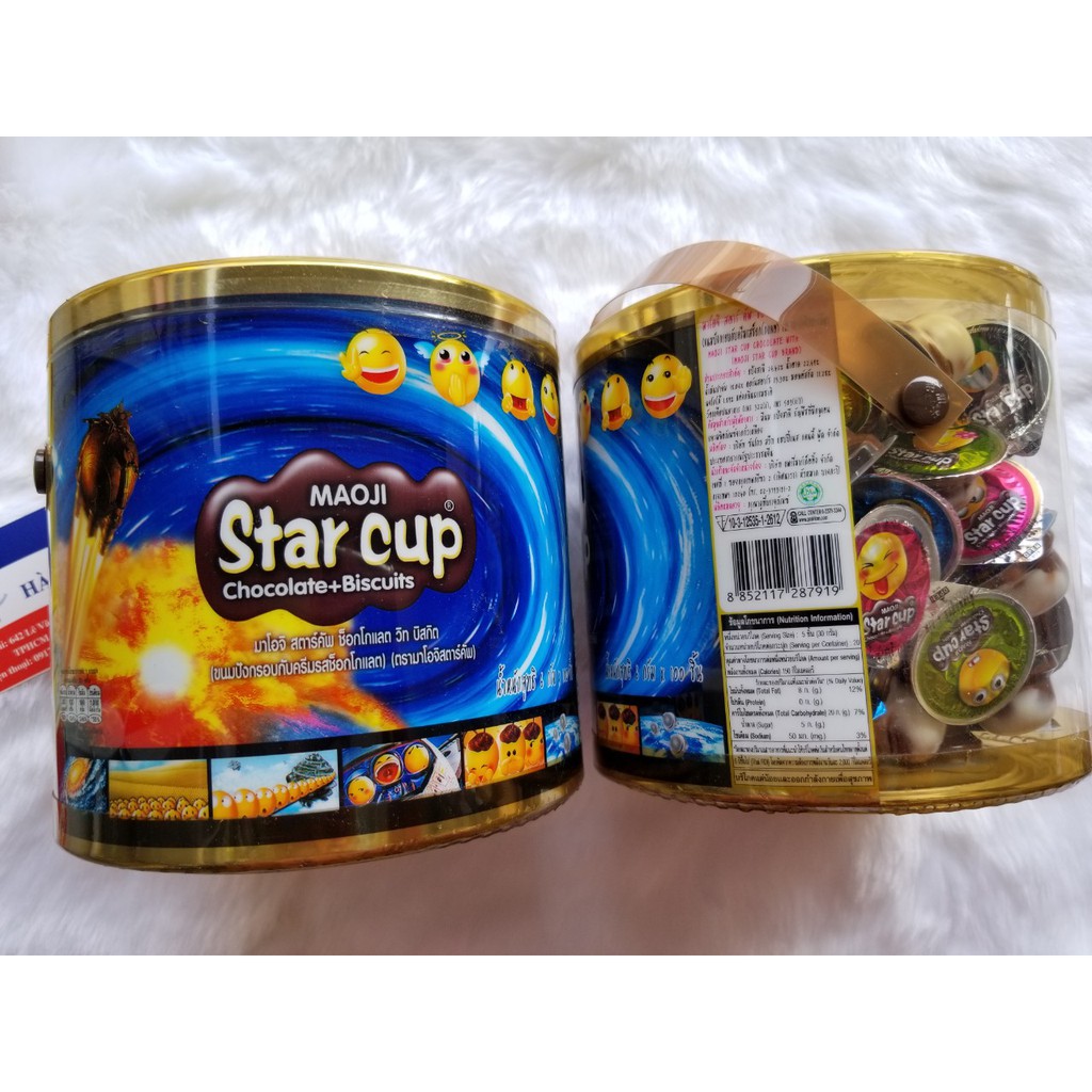 Bánh Maoji Star Cup Thái Lan 600g (Bánh Starcup Hộp 100 cái)