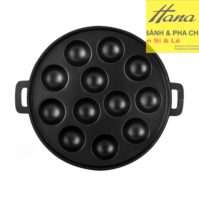 Khuôn Bánh Khọt Chống Dính 12 Lỗ Thái Sơn Làm Từ Gang Có Kèm Nắp Và 2 Tay Cầm - Hellamart