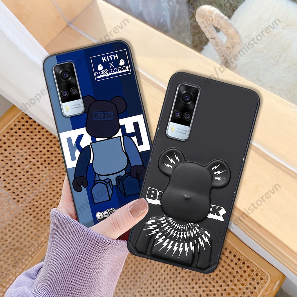 Ốp lưng Vivo Y51 2020 hình kaws, kith, bear brick nổi 3D phong cách độc đáo