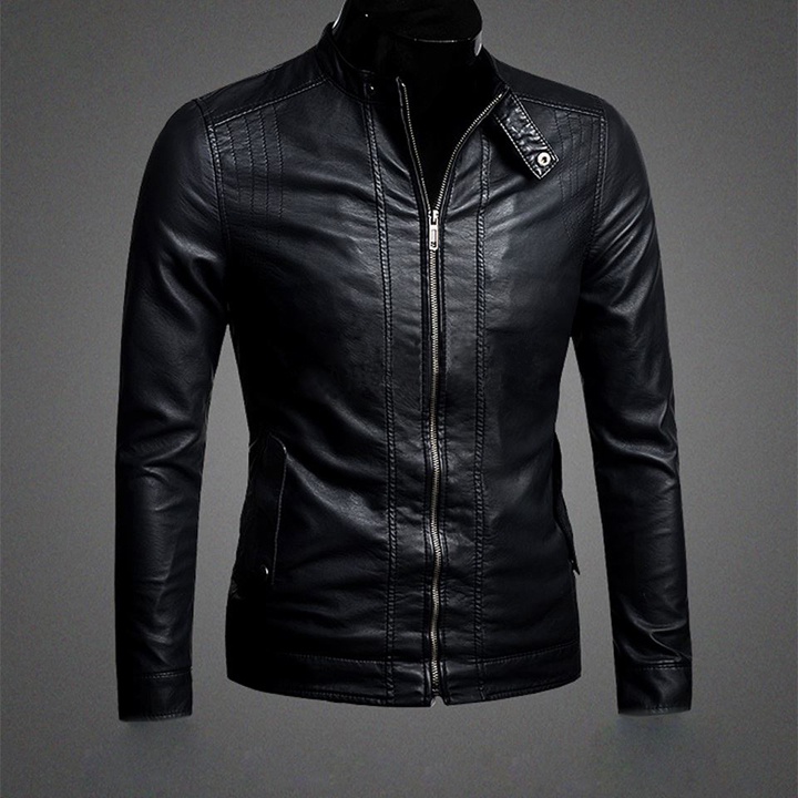 Áo khoác da nam lót dù cao cấp phối túi kéo thời trang form trẻ trung-Da01