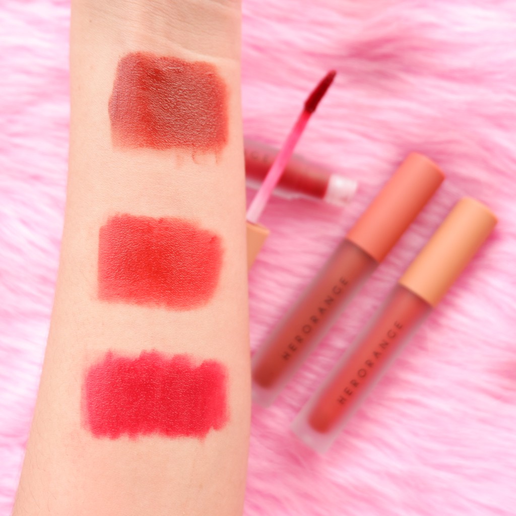 Set 3 son kem lì, mịn và nhẹ môi Her Orange - đủ 2 tone Fluffy Lip Glaze NPP Shoptido | BigBuy360 - bigbuy360.vn