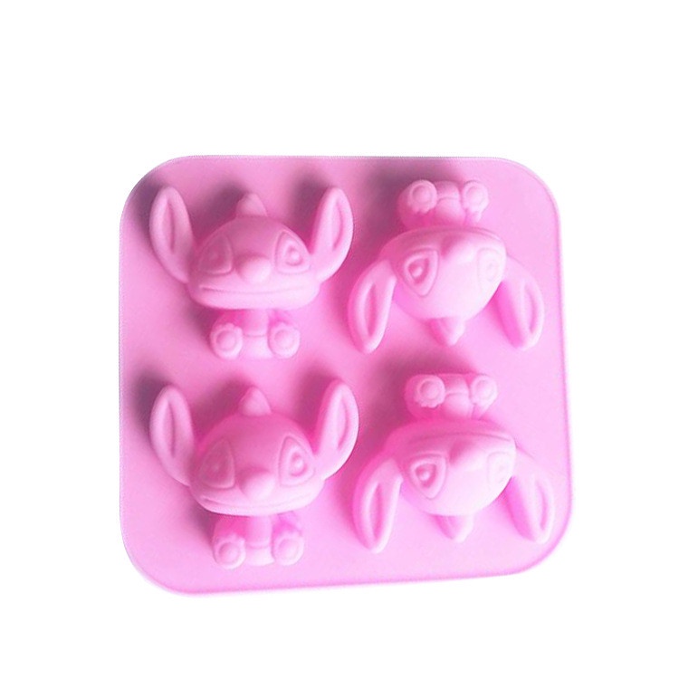 Khuôn Làm Bánh 4 Ngăn Tạo Hình stitch Bằng Silicone DIY