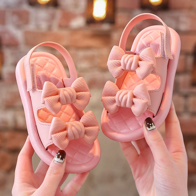 Giày sandal đế bệt hở ngón thiết kế dễ thương cho bé gái