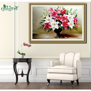 Tranh thêu chữ thập bình hoa ly
