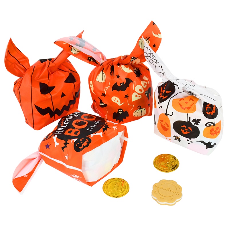 Bộ 50 Túi Đựng Kẹo / Đồ Ăn Vặt Hình Quỷ Bí Ngô / Thỏ Đáng Yêu Dùng Trang Trí Halloween