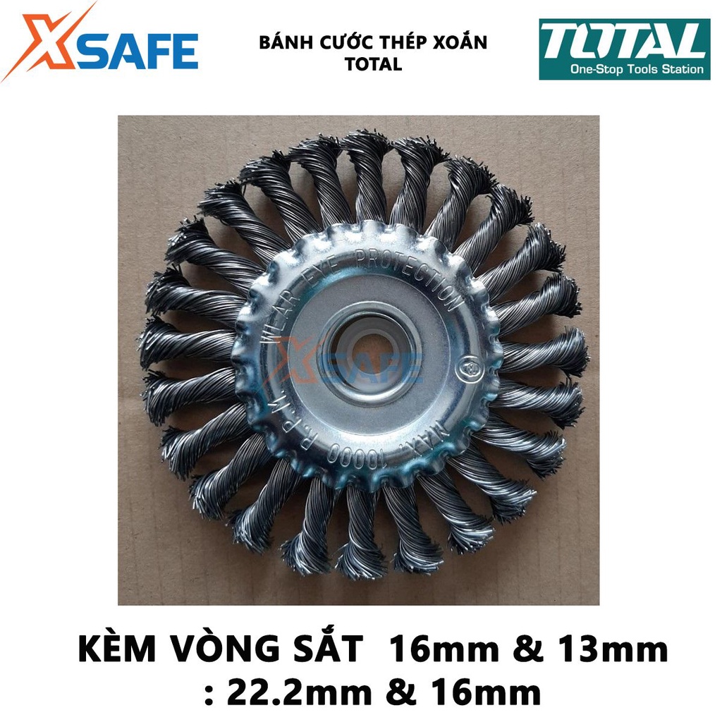 Bánh cước thép xoắn TOTAL Chén cước thép đĩa tròn đường kính 125-180mm, lỗ cốt 22.2mm - 25.4mm kèm theo vòng tròn sắt