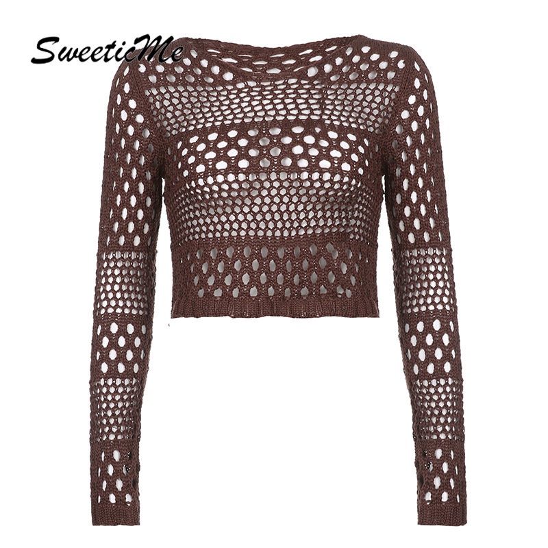 Áo Sweater Dệt Kim Tay Dài Dáng Ôm Màu Trơn Thời Trang   Quyến Rũ Cho Nữ