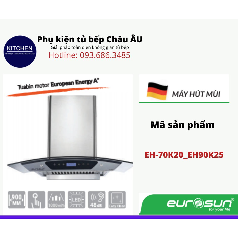 Hút mùi kính cong Eurosun EH- 70(90)K20(25) chính hãng | BigBuy360 - bigbuy360.vn