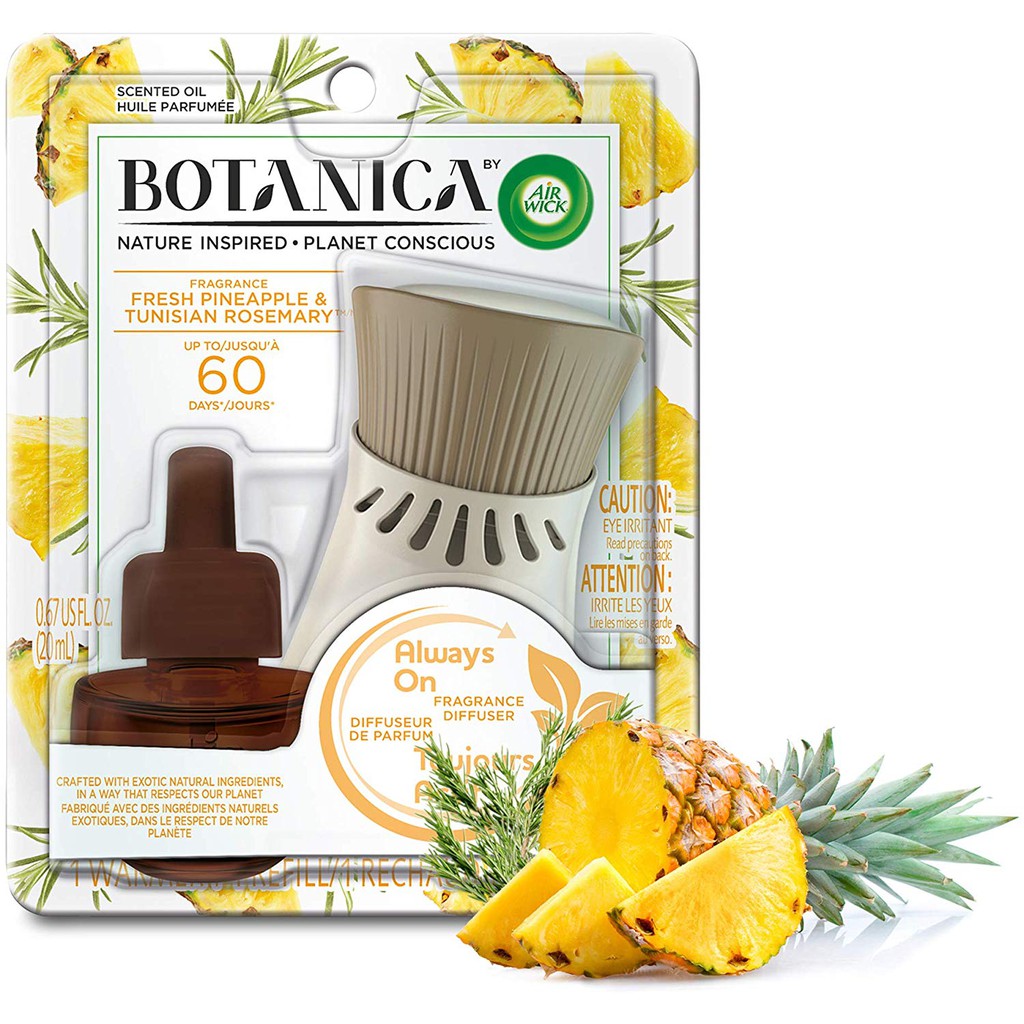 Bộ máy phát tinh dầu &amp; 1 bình tinh dầu Botanica by Air Wick Plug in Scented Oil Starter Kit (Mỹ)