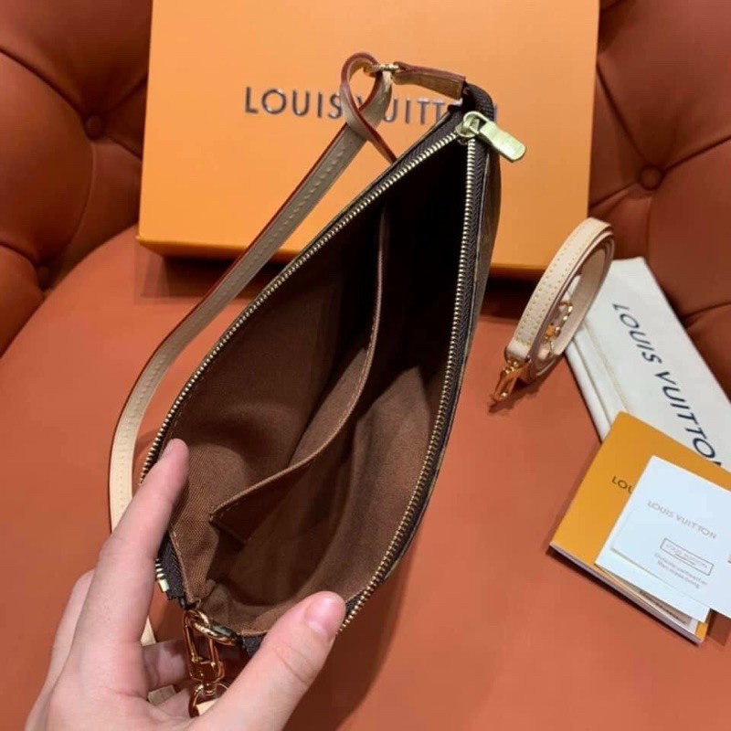 Túi kẹp nách lv size21cm fullbox chất da ngả mầu và mềm khi sd