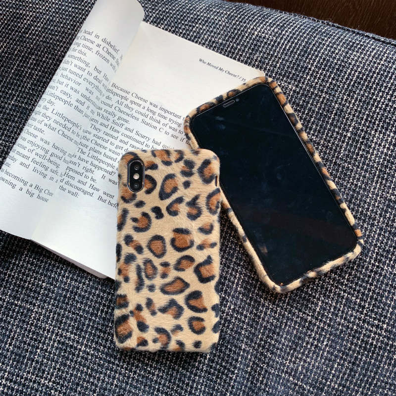 Case iPhone 12 11 Pro Max 6 6s Plus 7 8 Plus X XR Xs Max SE 2020 Leopard Fur Cloth Soft Casing Cover