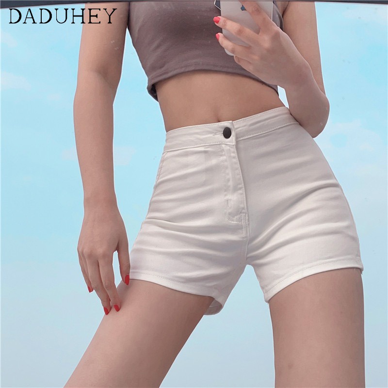 Quần short denim daduhey xẻ tà nhỏ nâng mông eo cao thời trang cho nữ