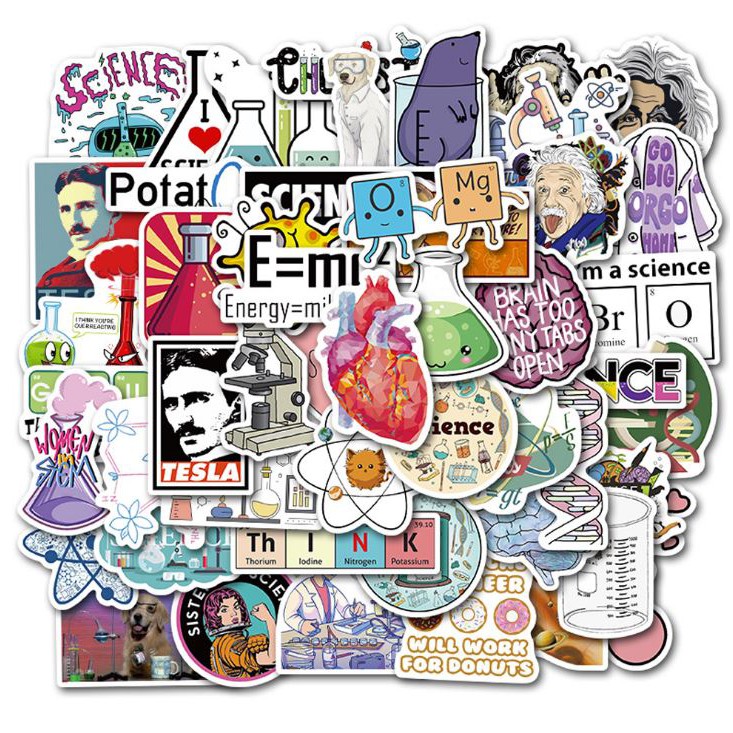 Sticker KHOA HỌC nhựa PVC không thấm nước, dán nón bảo hiểm, laptop, điện thoại, Vali, xe,  Cực COOL#35