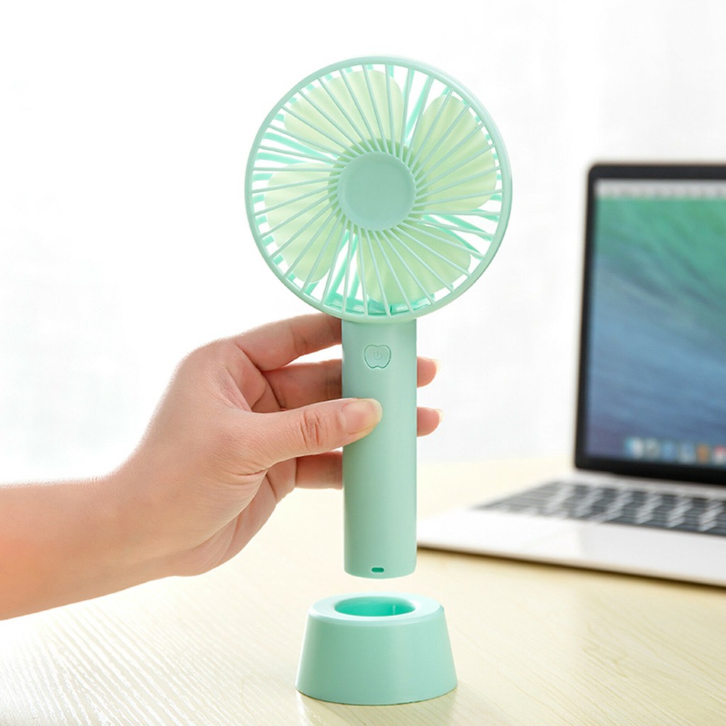 Quạt Mini Cầm Tay 4 Cánh 3 Tốc Độ Gió Có Đế Để Bàn Kèm Pin Sạc - Quạt Để Bàn Tiện Dụng | BigBuy360 - bigbuy360.vn