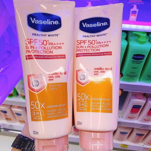 Vaseline 50X - Kem dưỡng trắng da chống nắng toàn thân(Thái Lan) 320ml