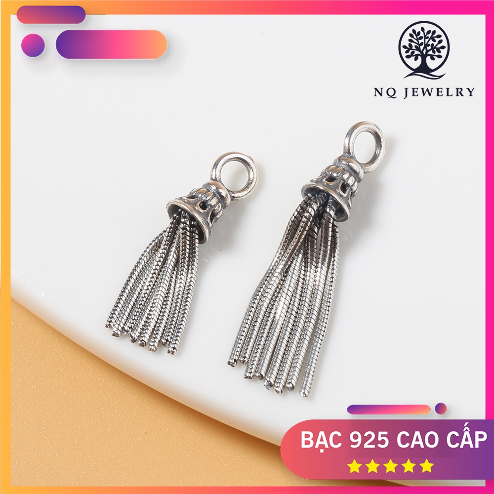 Charm bạc hình chuông tua rua treo