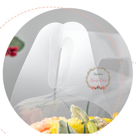 HỘP MICA TRONG SUỐT 2 NGĂN CÓ QUAI XÁCH & RUY BĂNG - đựng bánh và hoa