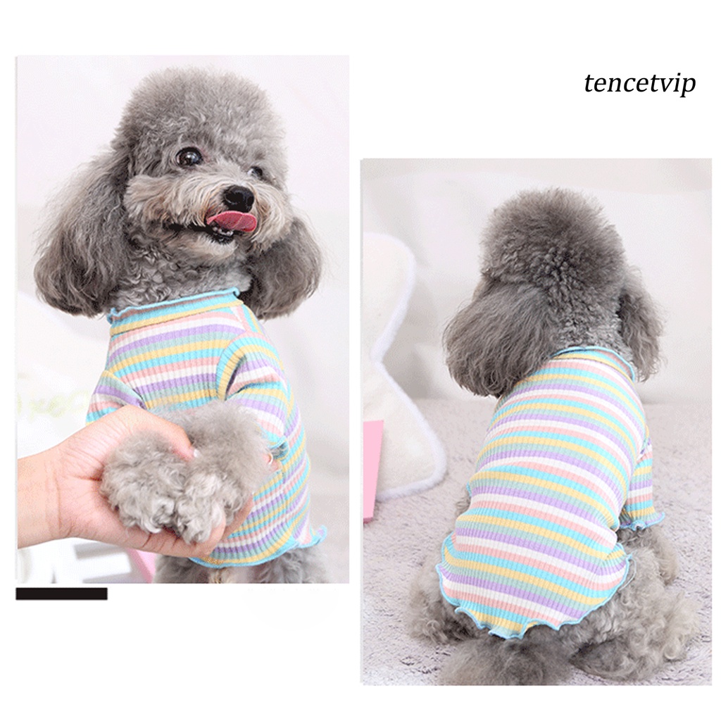 Áo thun cotton cổ tròn họa tiết kẻ sọc nhiều màu sắc thời trang mùa hè cho thú cưng