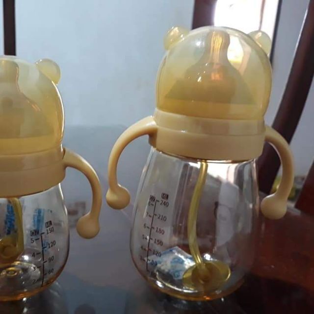 Bình sữa Gấu màu vàng 180ml-270ml ( chất nhựa pp nano bạc )
