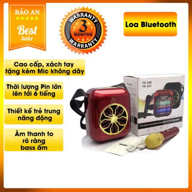 (SALE 3 NGÀY) (TẶNG MIC KO DÂY) LOA BLUETOOTH KARAOKE YSD-A20 ÂM THANH HAY FULLBOX (GIÁ RẺ)