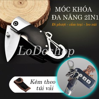Móc Khóa Dao Gấp Gọn Ts20 Kèm Túi Đựng - Dao Đi Phượt Cắm Trại Đa Năng 2in1