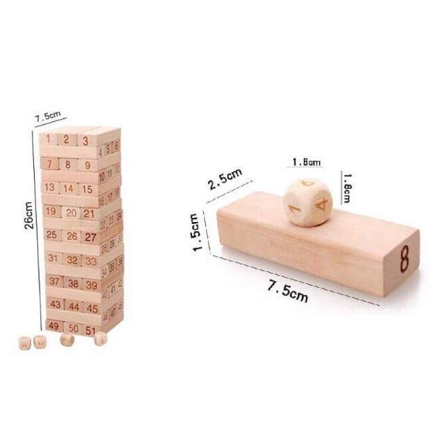 Trò chơi rút gỗ 54 thanh kèm 4 xúc xắc cho bé (baophong6886)