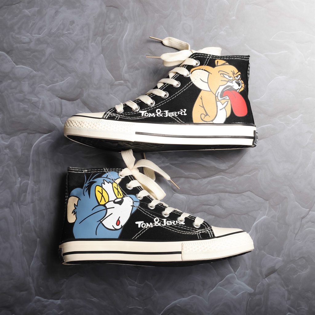 Giày Sneaker Vải Nữ DETU GT3 Họa Tiết Tom&amp;Jerry Đáng Yêu