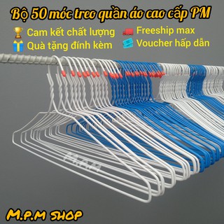 Combo 50 Móc áo cao cấp PM - loại dày [ẢNH SHOP TỰ CHỤP] Móc áo thép phủ nhựa PP chống ăn mòn.