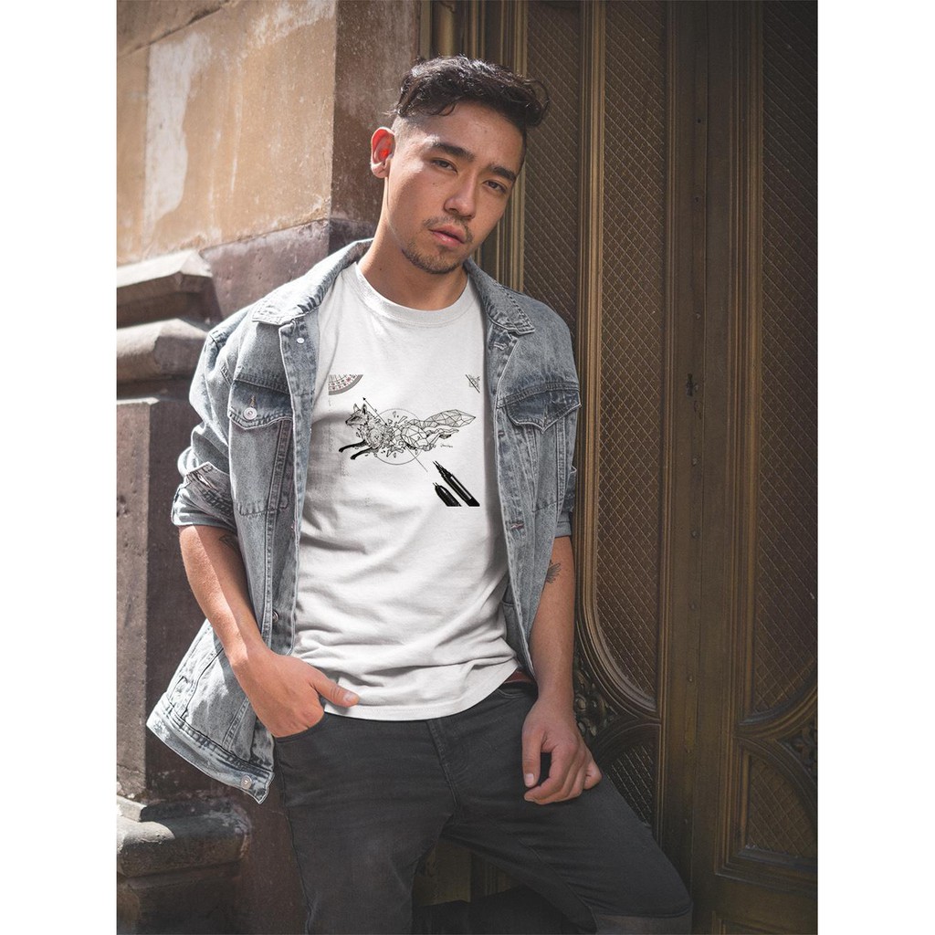 Áo thun Nam in hình Cách vẽ con cáo theo kỹ thuật xây dựng - Cotton Thun Phong Cách Cá Tính - Cực Chất Và Đẹp