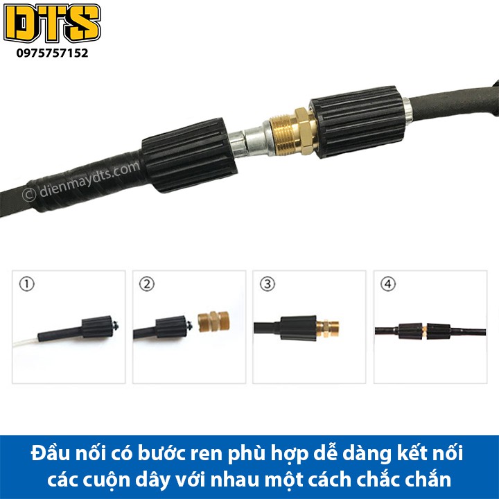 Đầu nối giữa 2 dây rửa xe áp lực cao máy rửa xe - Bằng đồng - Ren chuẩn cho máy rửa xe áp lực cao