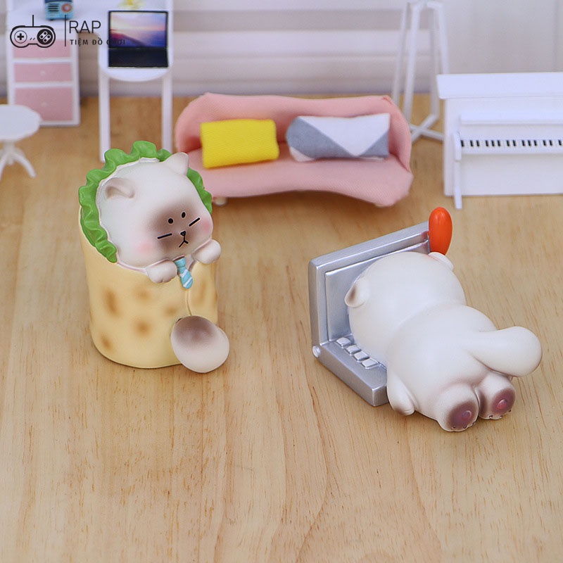 Mô hình Blind Box Mèo nhân viên văn phòng Ráp nhiều kiểu dáng, biểu cảm làm mô hình trang trí,quà tặng,đặt bàn làm việc