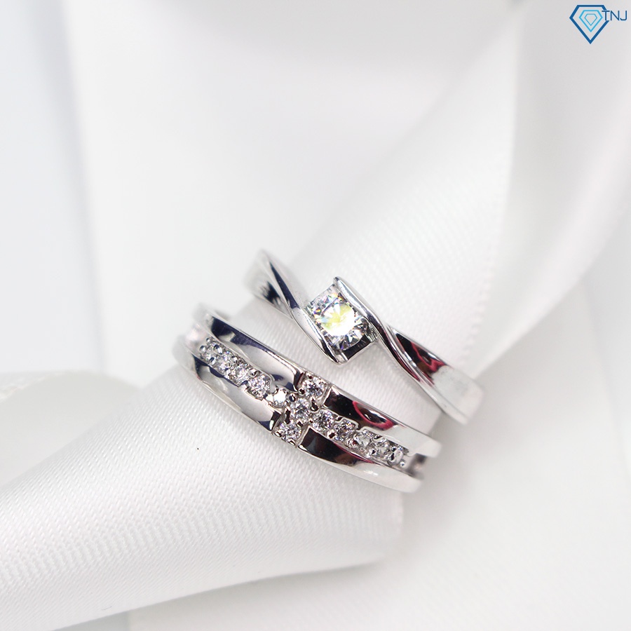 Nhẫn cặp đôi bạc 925 nam nữ đính đá khắc tên ND0277 Trang Sức TNJ