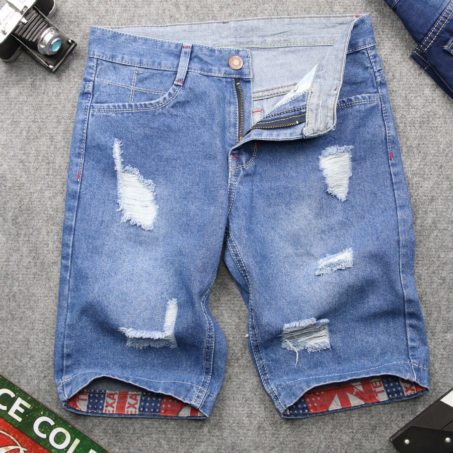 [ Mã FAMANU93 giảm 10% đơn 0đ ] Quần short jean nam đen rách đẹp TS417 Tronshop