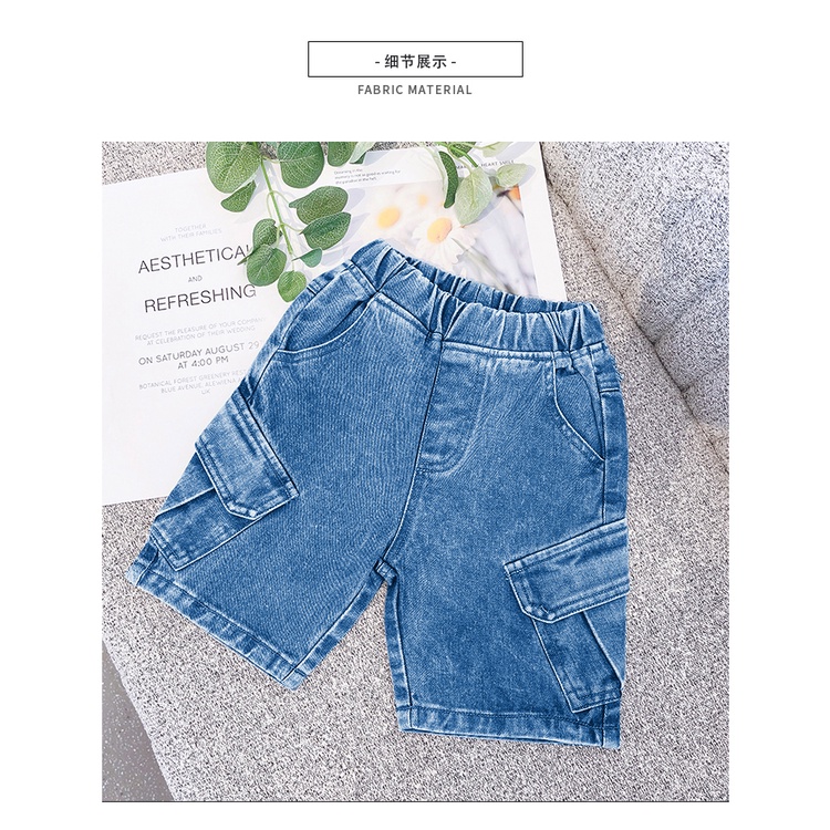 Quần jean lửng bé trai. Quần bò ngố cho bé. Màu Xanh. 14kg-35kg