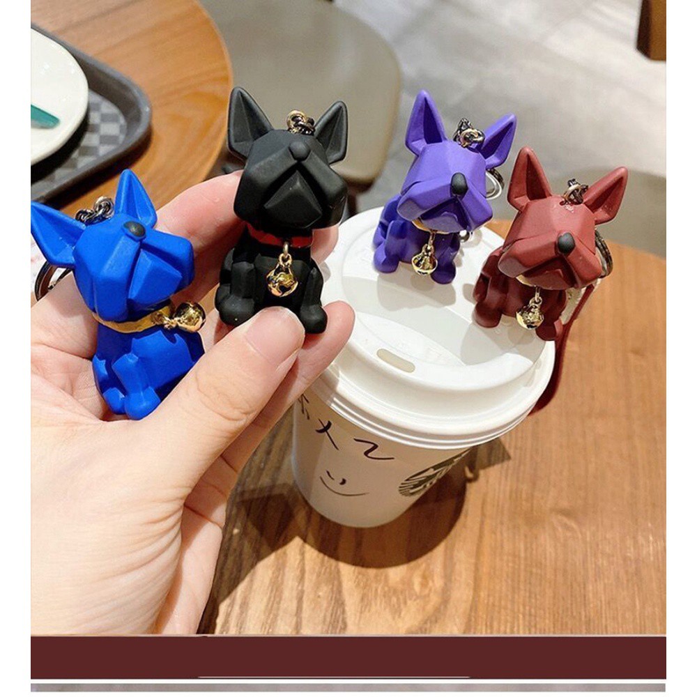 Móc Chìa Khóa Bằng Da Pu Hình Chó Bull Nhiều Màu Dễ Thương