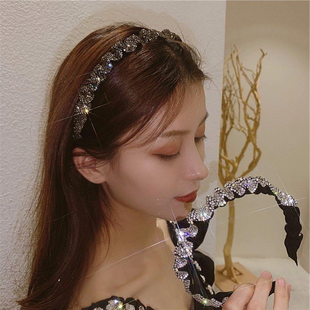 Băng Đô Cài Tóc Xếp Ly Lấp Lánh Thời Trang Cho Nữ
