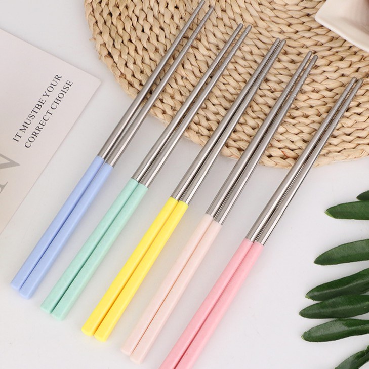 Đũa Ăn Lt999 Làm Từ Thép Không Gỉ 304 Chống Bỏng Nhiều Màu Sắc dễ Thương